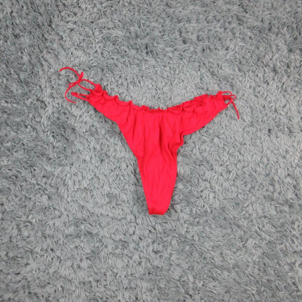 PINK Victoria's Secret Thong Panties Womens Medium Red String Tie Cotton NWT